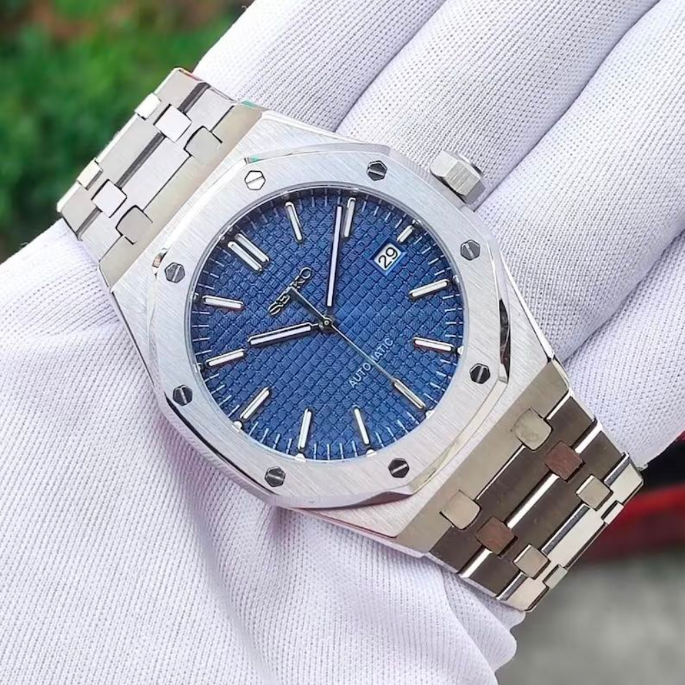 Seiko Mod Royal Oak Blue Dial Automatic Watch